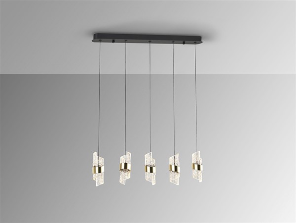 (image for) 5 Light Bar Pendant - Black/Gold